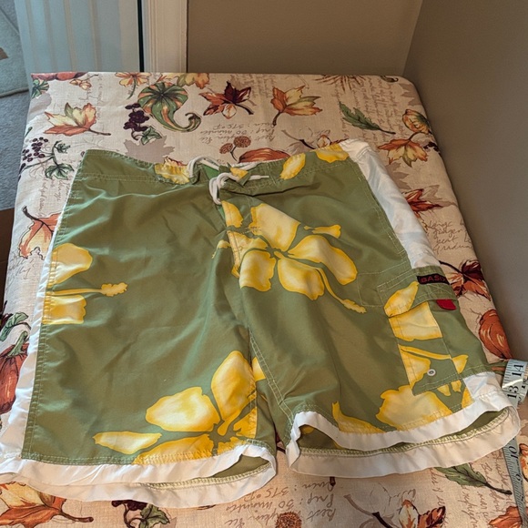 10/$25 Green and Yellow Swim Shorts - Picture 1 of 9